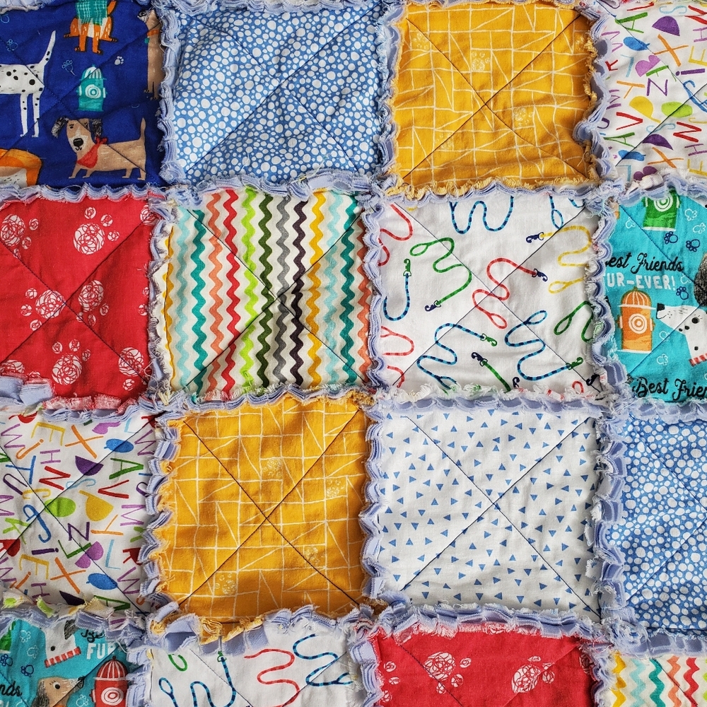 New Homemade Colorful Baby Rag Quilt - Picture 7 of 14